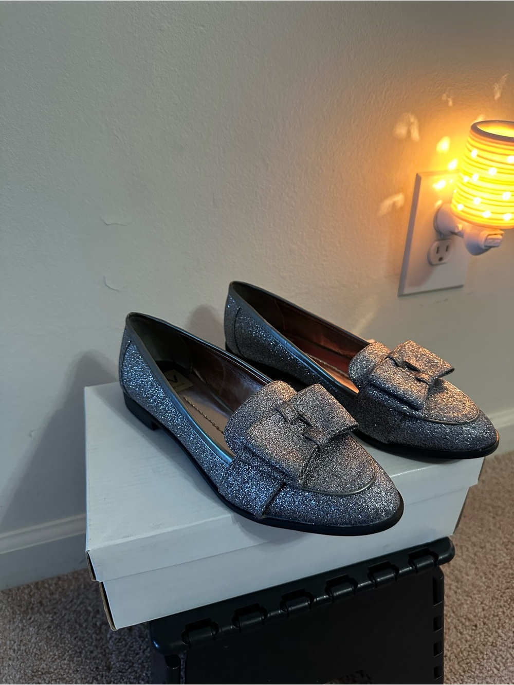 Dolce Vita Silver Glitter Bow Loafers